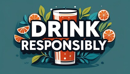 Drink Responsibly Message With Orange Slices And Glass