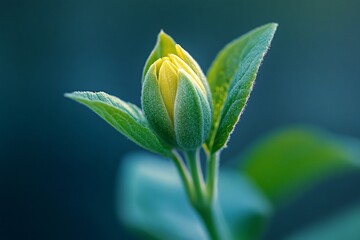 Yellow flower bud blooming, garden, sunrise, nature background, website design