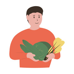 World Vegetarian Day in Flat Cartoon Concept. Vector Character Illustration