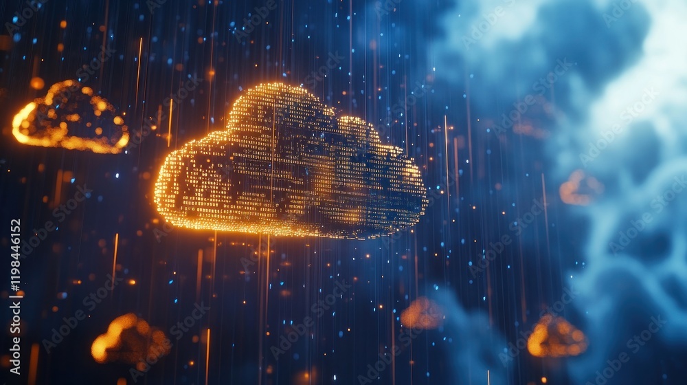 Poster digital cloud computing network data storage technology
