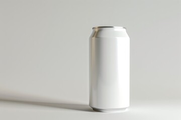 Single blank white aluminum beverage can on white background. (27)