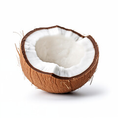 Half Coconut Brown Shell White Flesh Tropical Fruit