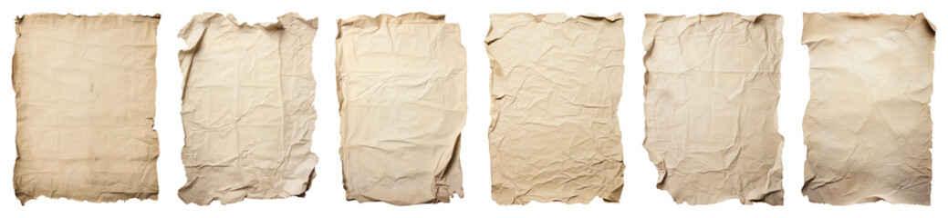 Obraz premium Crumpled paper png cut out element set, transparent background