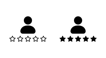 Rating person icon. Avatar with five stars sign symbol