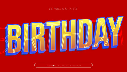 birthday editable text effect with blue gold red bold gradient style