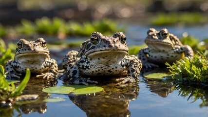 Obraz premium Sunrise Serenity: Natter jack Toad and Toad lets in the Morning Rays