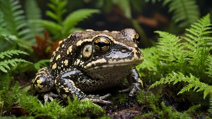 Fototapeta premium A Rainforest Scene: Natter jack Toad Surrounded by Butterflies