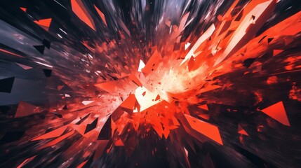 Abstract Red and Black Geometric Explosion