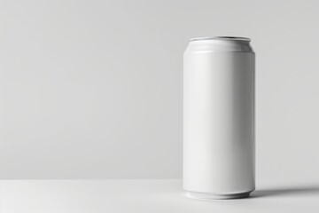 Single blank white aluminum beverage can on white background. (8)
