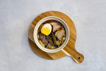 Rolled rice noodle, Pork soup with egg