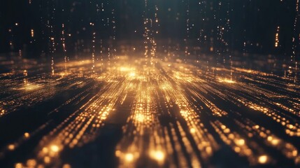 Golden Stardust Rain: A Digital Art Piece