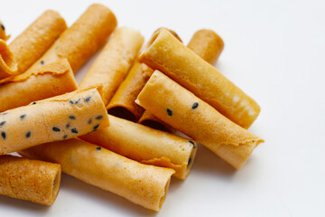 Thai snack, crispy coconut rolls