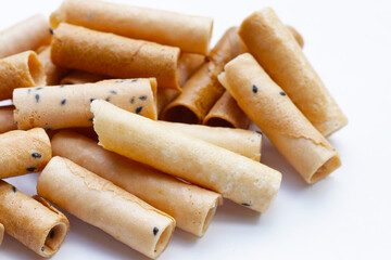 Thai snack, crispy coconut rolls