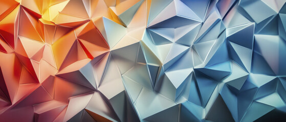 Obraz premium Radiating geometric shapes in vibrant colors create stunning 3D effect