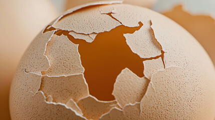 Detailed Macro Shot of a Single Eggshell Fragment Showing Intricate Textures and Patterns