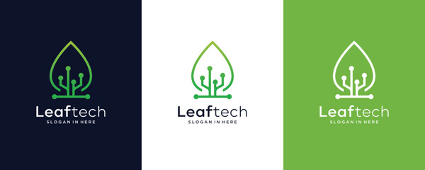 Leaf technology logo inspiration 
