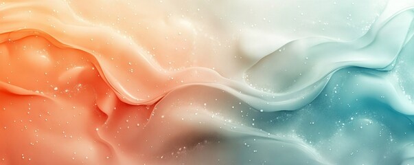 Obraz premium Abstract pastel peach mint noisy gradient background, illuminated patterns texture landing page, high contrast elements, Generative AI