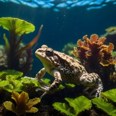 Mesmerizing Underwater View of an African Clawed Toad Swimming