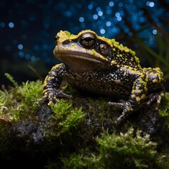 Obraz premium Starry Night Serenity: African Clawed Toad and Bio luminescent Insects