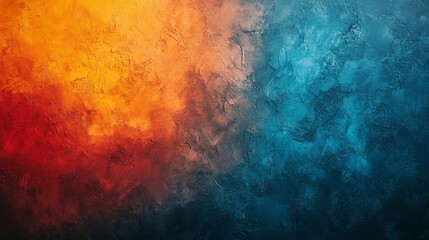 Fototapeta premium Abstract vibrant orange teal grainy gradient background, contrast tones texture event flyer, high contrast elements, Generative AI