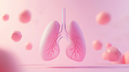 3D illustration of human respiratory system with lungs