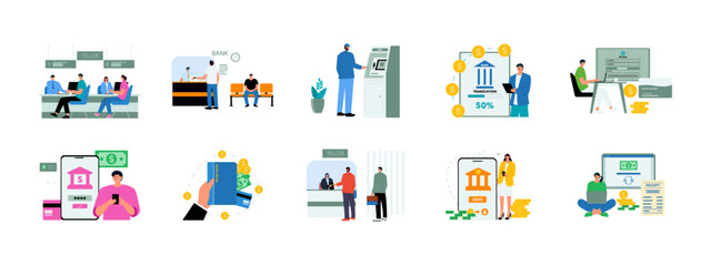 Bank illustration. Flat vector illustrations.