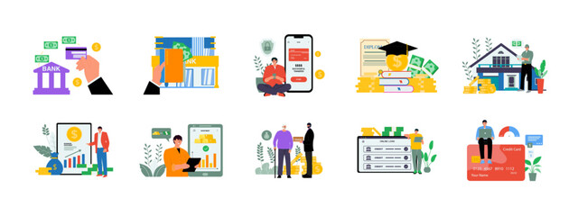 Fototapeta premium Bank illustration. Flat vector illustrations.
