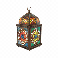 Abstract 3d Bright Arabic Lantern isolated on white background