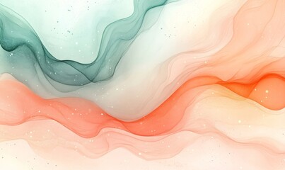 Obraz premium Abstract pastel peach mint glowing gradient background, geometric overlay texture digital art cover, dark backdrop, Generative AI