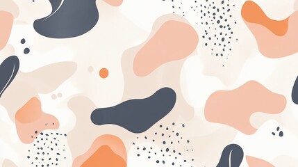 Abstract background with pastel organic shapes and dots.