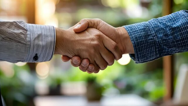 shaking hands and thank you handshake of a corporate worker in a office. Business deal, partnership and we are hiring gesture with a female hr manager ready for onboarding welcome with trust 