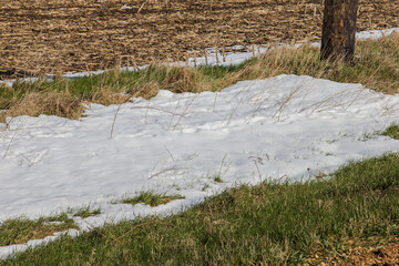 snow drift in a road ditch
