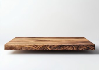 Rustic wooden shelf isolated on white background.