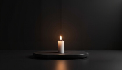 Candle burning on a dark background
