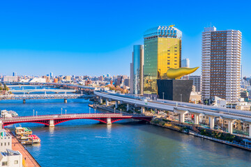 Naklejka premium 東京の街並み 隅田川付近
