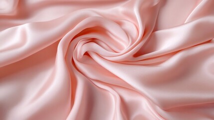 The silky pale pink fabric flows gently, showcasing its smooth texture and elegant sheen, perfect for various creative projects and designs