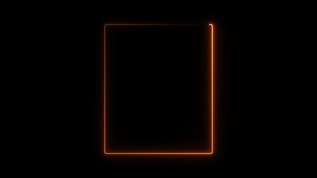 Neon rectangle frame animation. Glowing neon border line on black background. Abstract glowing neon blue and red frame rectangle animation