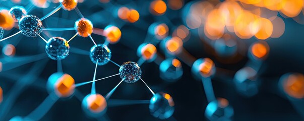 Dust pollution concept. Close-up of molecular structures showcasing vibrant connections and brightness.