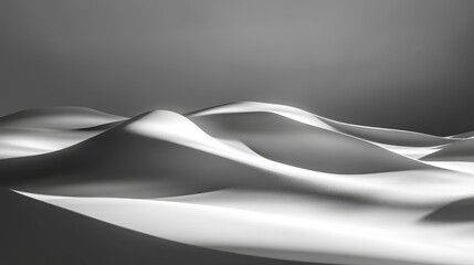 Monochromatic Abstract Sand Dune Landscape with Smooth Rolling Hills and Subtle Textures.