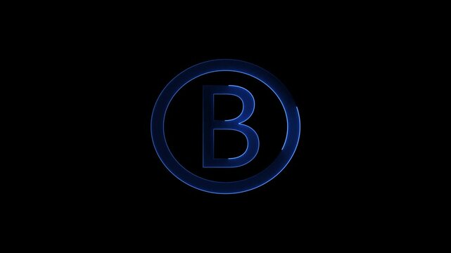 English uppercase alphabet design B   . All capital alphabets neon animation.  Educational concept with neon letter. Latter motion in black background, Animated neon alphabet, 4k video
