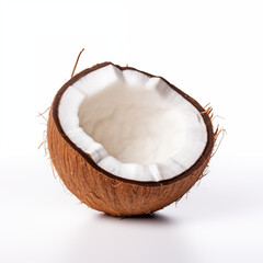 Half Coconut Brown Shell White Flesh Isolated