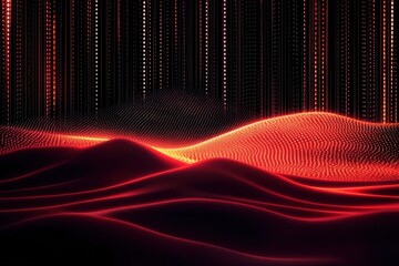 A striking abstract technology background featuring a red sandy texture against a black display-...