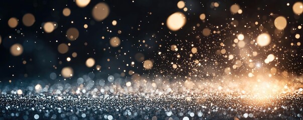 Fototapeta premium Dust pollution idea. A beautiful display of sparkling lights and shimmering particles on a dark background.