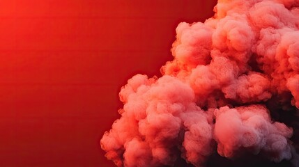 Fototapeta premium Dust pollution concept. Vibrant red smoke clouds create a dramatic and artistic atmosphere.
