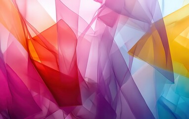 Fototapeta premium Abstract Sheer Fabric Layers in Vibrant Gradient Colors, Translucent Material, Textured Background.