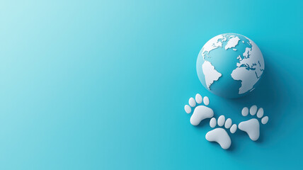 Globe with paw prints symbolizes animal care and environmental awareness, World spay day concept