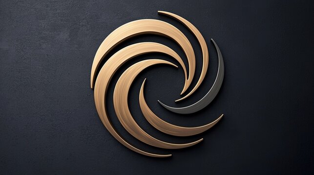 A polished metallic 3D logo design with gold accents and deep shadows, creating a premium feel