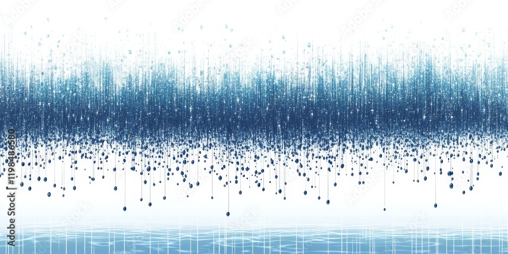 Poster abstract blue data stream visualization.