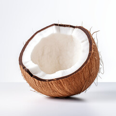 Halved Coconut Brown Shell White Flesh Studio Shot