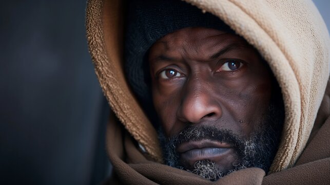 portrait of a homeless man